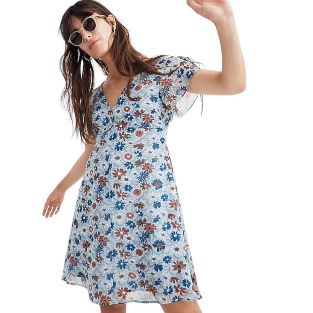 Madewell Flutter Sleeve Open-Back Mini Dress In W… - image 3